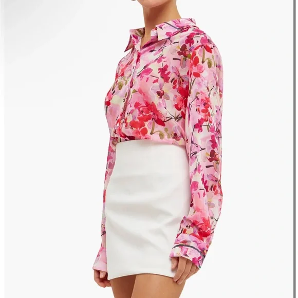 ⭐️ NEW Endless Rose Medium Pink Floral Button Down Shirt Lightweight - Picture 3 of 9